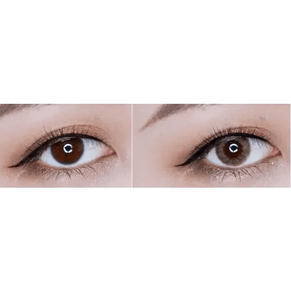 LensTown Lighly Lily Brown (20p) — both eyes wearing the contact lenses