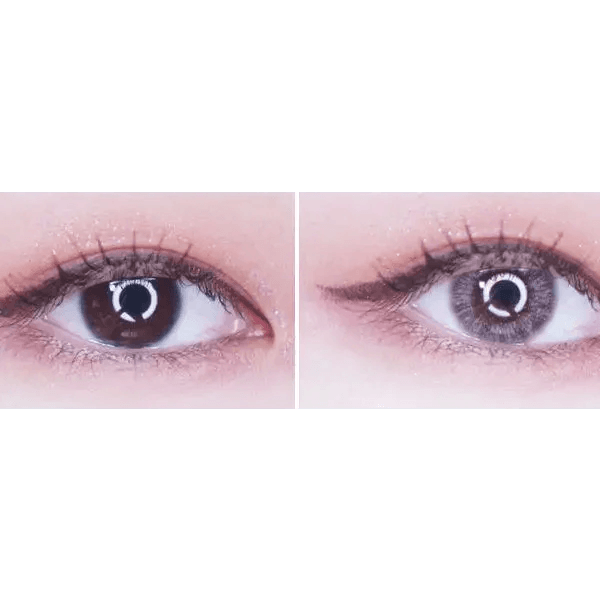 LensTown Lighly Lily Pink (20p) — both eyes wearing the contact lenses