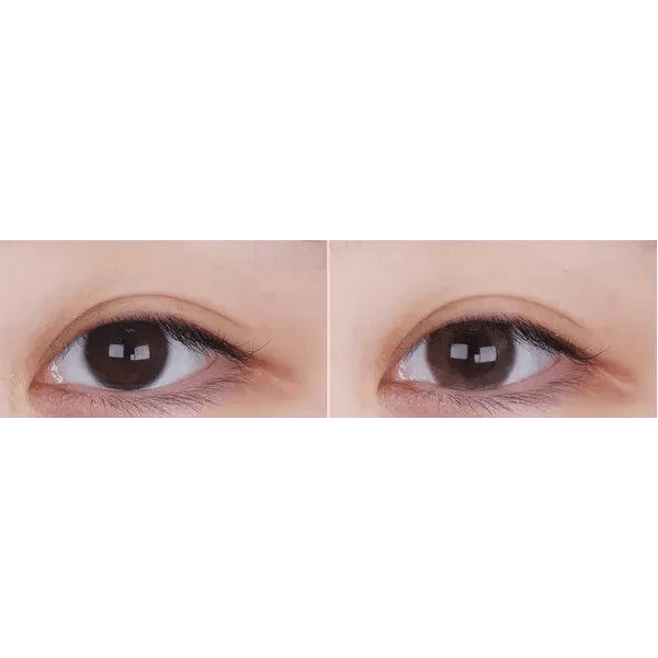 LensTown Lighly Mellow Pink (20p) — both eyes wearing the contact lenses