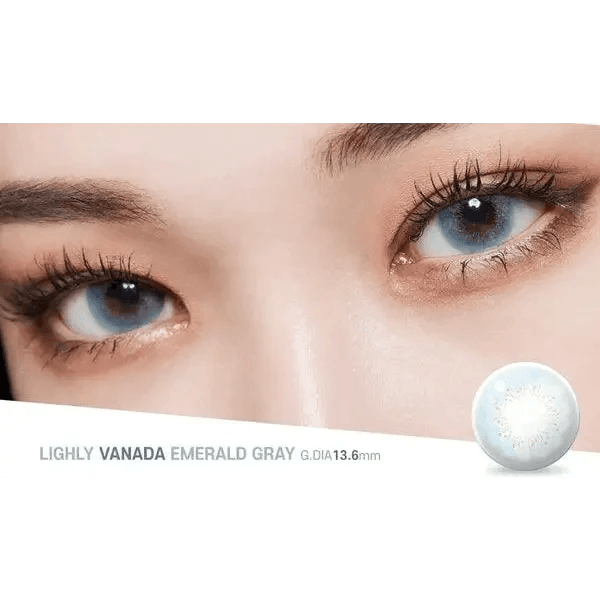 LensTown Lighly Vanada Emerald Gray (20p) — contact lens product information graphic