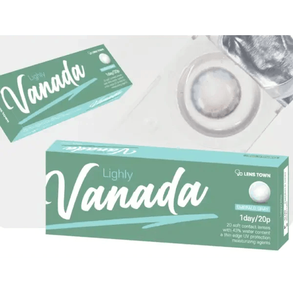 LensTown Lighly Vanada Emerald Gray (20p) — contact lens packaging