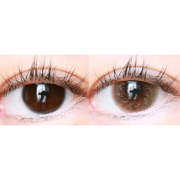 LensTown Lighly Vanada Orange Brown (20p) — both eyes wearing the contact lenses