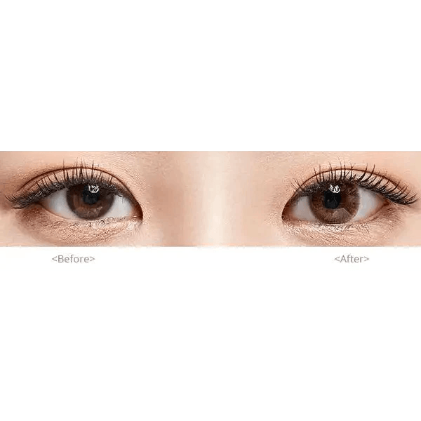 Olens Maybe Brown — both eyes wearing the contact lenses