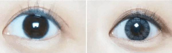 Olens Maybe Gray — both eyes wearing the contact lenses