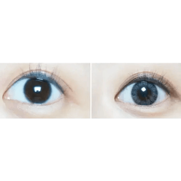 Olens Maybe Gray — both eyes wearing the contact lenses