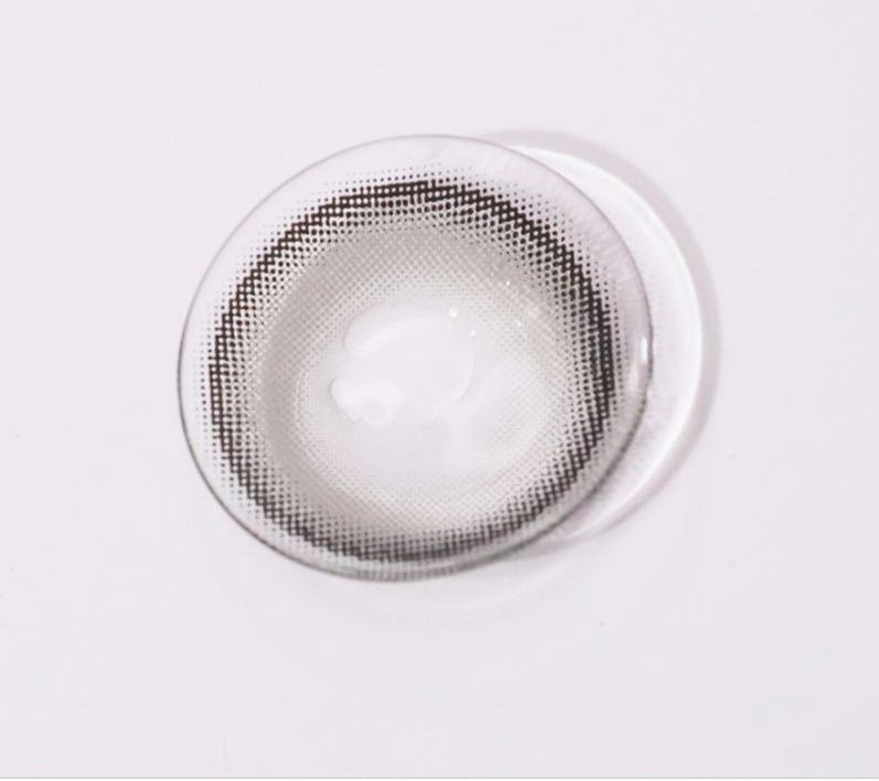 LensTown Odd I's M pure Gray colored contact lens, 13.1mm graphic diameter, Monthly wear