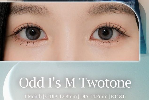 LensTown Odd I's M two tone Gray colored contact lens, 12.8mm graphic diameter, Monthly wear