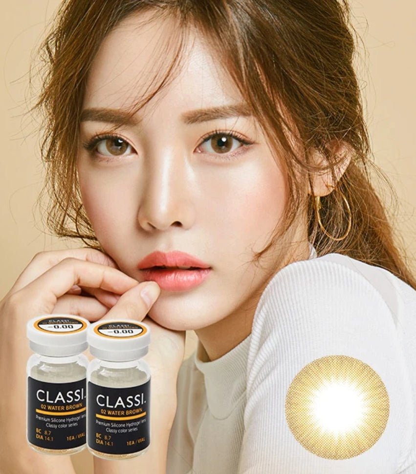 Olens Classi Water Brown colored contact lens, 13.4mm graphic diameter, 3-6 Months wear