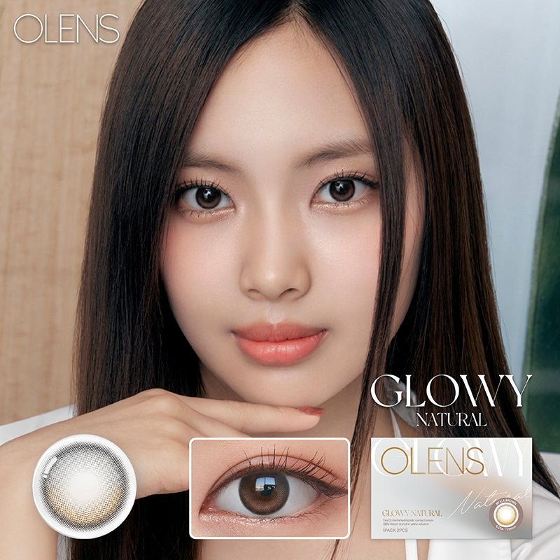 Olens Glowy Natural Mocha Brown colored contact lens, 13.0mm graphic diameter, Monthly wear