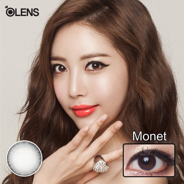 Olens Monet Blue colored contact lens, 13.0mm graphic diameter, 3-6 Months wear