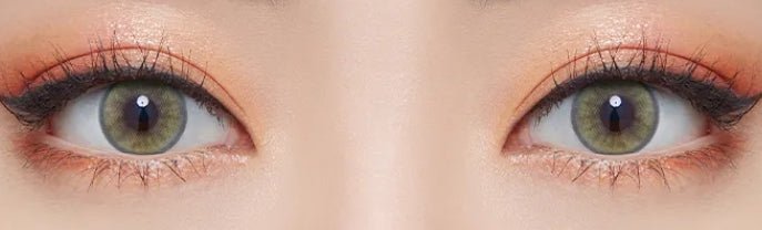 Olens Nella Ash Olive colored contact lens, 13.3mm graphic diameter, Monthly wear