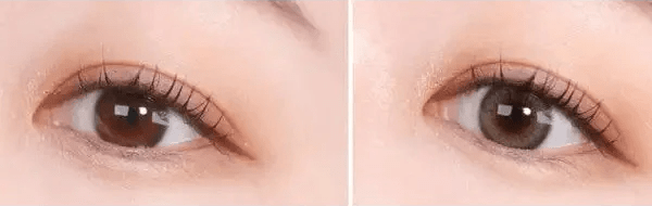Olens Scandi Gray — both eyes wearing the contact lenses