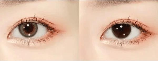Olens Scandi Gray — both eyes wearing the contact lenses