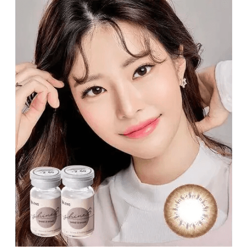 Olens ShineB Brown colored contact lens, 12.9mm graphic diameter, 3-6 Months wear