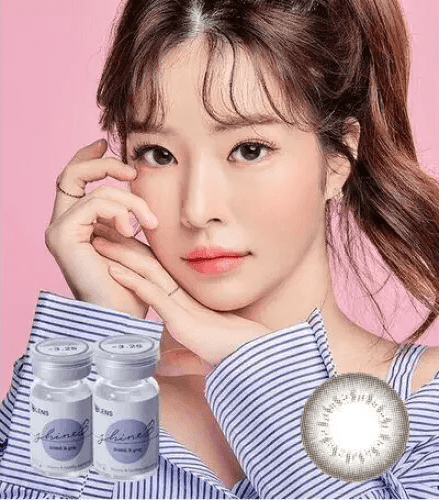 Olens ShineB Gray — model portrait showing the contact lens look