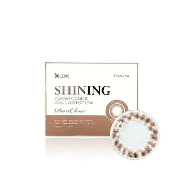 Olens Shining Pure Choco colored contact lens, 12.6mm graphic diameter, Monthly wear
