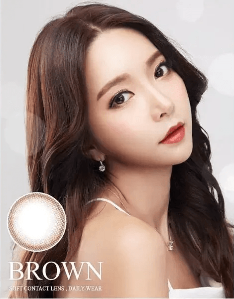 Olens Someday Brown — model portrait showing the contact lens look