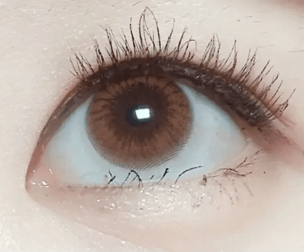 Olens Someday Brown — single-eye close-up showing the contact lens appearance