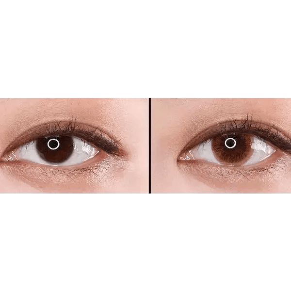 Olens Someday Choco — both eyes wearing the contact lenses