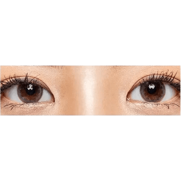 Olens Spring Rain Gray — both eyes wearing the contact lenses