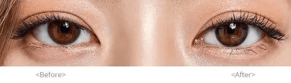 Olens Stay Black — both eyes wearing the contact lenses