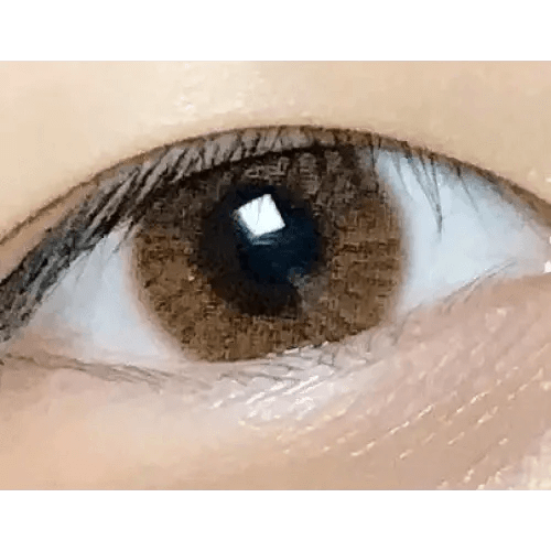 Olens TT 1 Brown — single-eye close-up showing the contact lens appearance