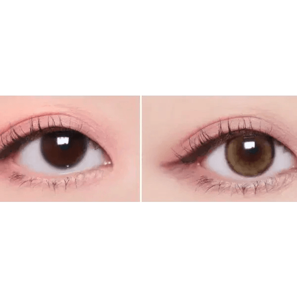 Olens ViVi Ring Beige — both eyes wearing the contact lenses