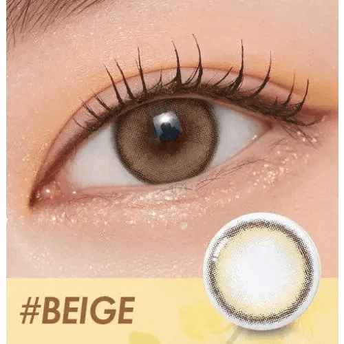 Olens ViVi Ring Beige — single-eye close-up showing the contact lens appearance