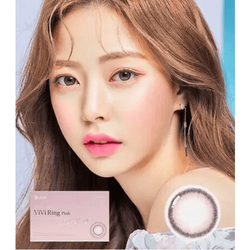 Olens ViVi Ring Pink colored contact lens, 13.0mm graphic diameter, Monthly wear