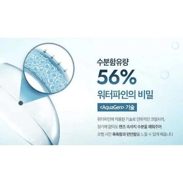 Olens Water Fine Clear (40p) colored contact lens, 13.1mm graphic diameter, Monthly wear