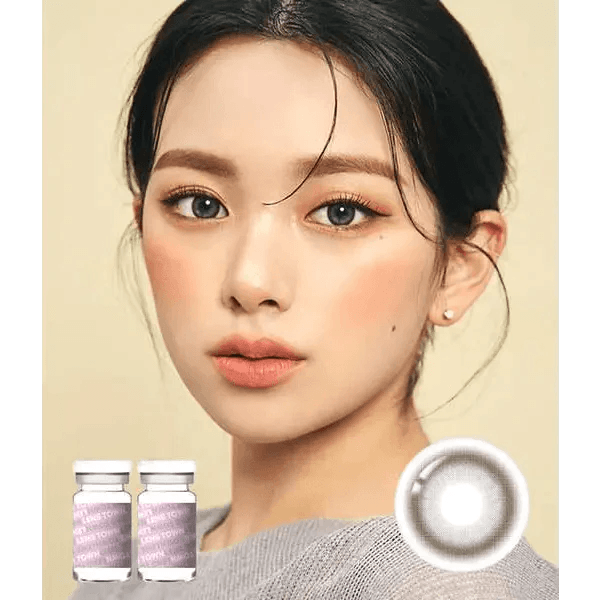 LensTown Olly 2 Gray — model portrait showing the contact lens look