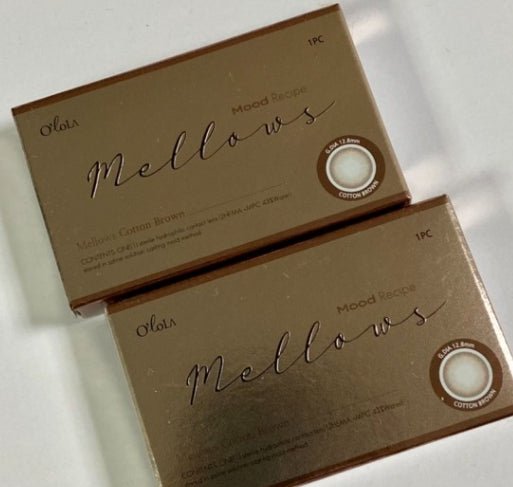 Olola Mellows Cotton Brown colored contact lens, 12.8mm graphic diameter, 3-6 Months wear
