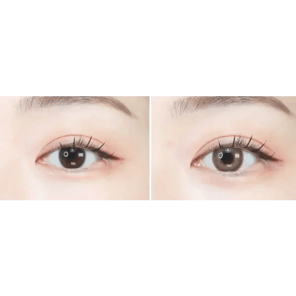 LensVery Photogenic Cream Beige (10p) — both eyes wearing the contact lenses