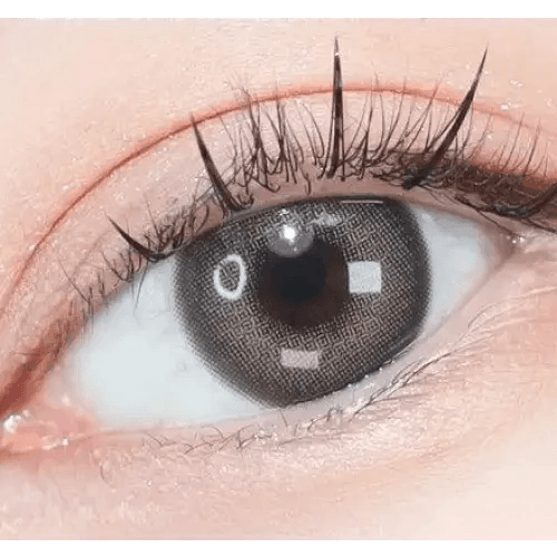 LensVery Photogenic Taupe Gray (10p) — single-eye close-up showing the contact lens appearance