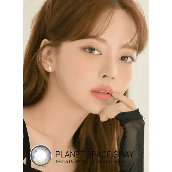 LensRang Planet Space Gray — model portrait showing the contact lens look