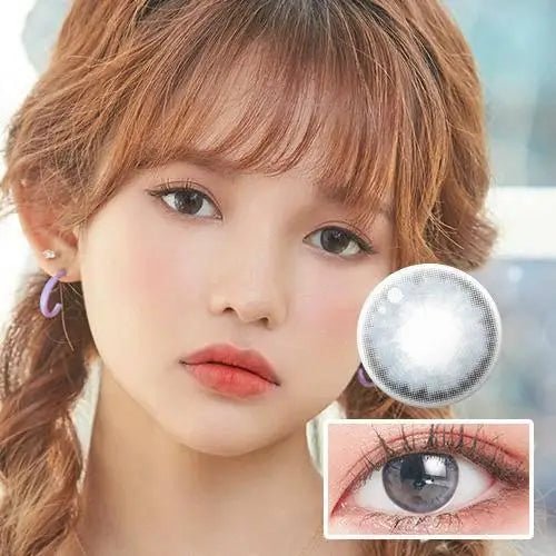 LensTown Pocopong Gray — model portrait showing the contact lens look