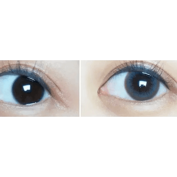 Olens Polla Gray — both eyes wearing the contact lenses