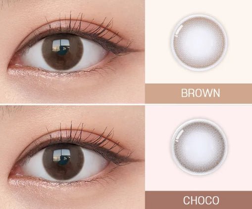 Olens Pure Teen Brown colored contact lens, 12.8mm graphic diameter, Monthly wear