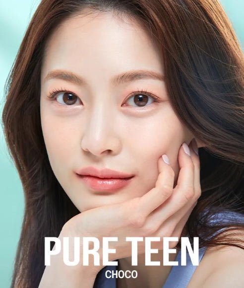 Olens Pure Teen Choco colored contact lens, 12.8mm graphic diameter, Monthly wear