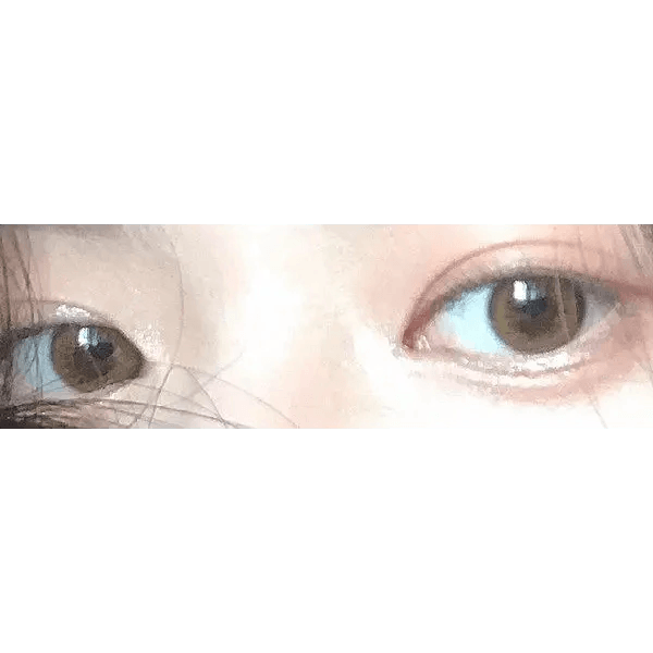 LensRang Real Brown — both eyes wearing the contact lenses
