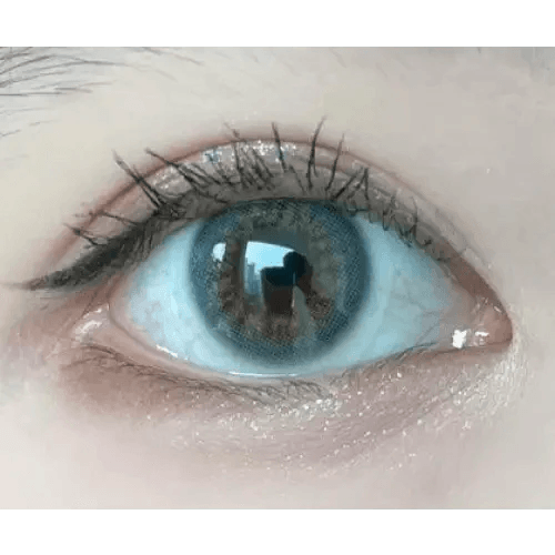 LensRang Real Ocean Gray — single-eye close-up showing the contact lens appearance