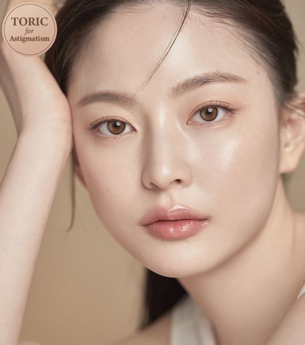 Olens Real Ring Brown Toric (For astigmatism) colored contact lens, 12.5mm graphic diameter, Monthly wear