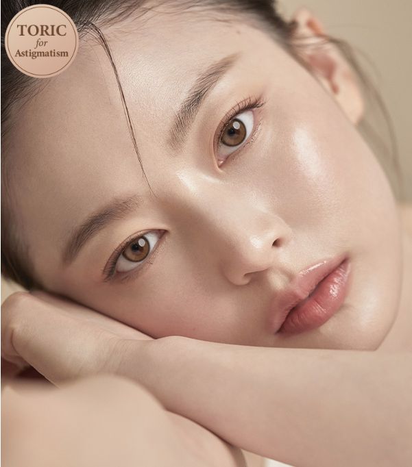Olens Real Ring Brown Toric (For astigmatism) colored contact lens, 12.5mm graphic diameter, Monthly wear