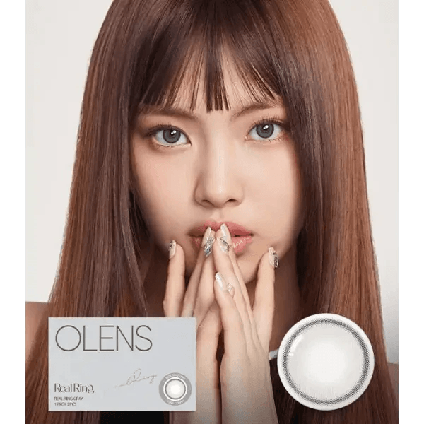 Olens Real Ring Gray colored contact lens, 12.5mm graphic diameter, Monthly wear