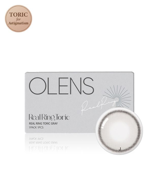 Olens Real Ring Gray Toric (For astigmatism) colored contact lens, 12.5mm graphic diameter, Monthly wear