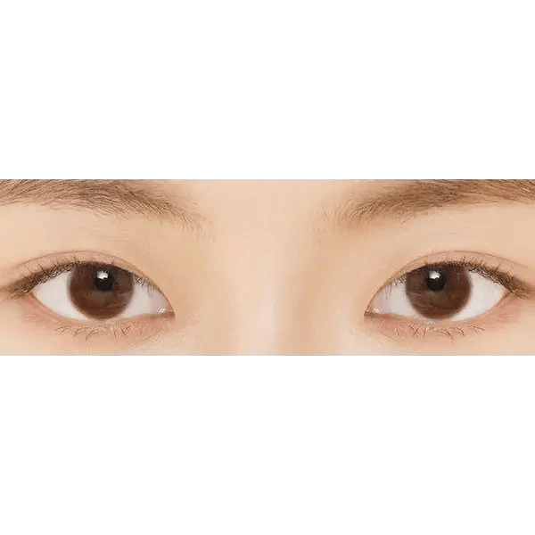 LensVery Rich Ann Cafe Choco (6p) — both eyes wearing the contact lenses