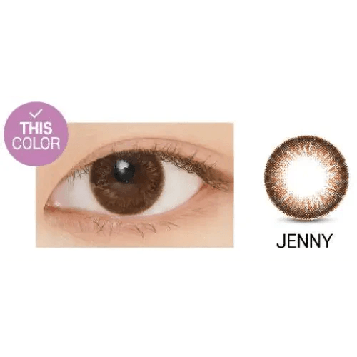 LensVery Rich Ann Jenny Brown (6p) — single-eye close-up showing the contact lens appearance