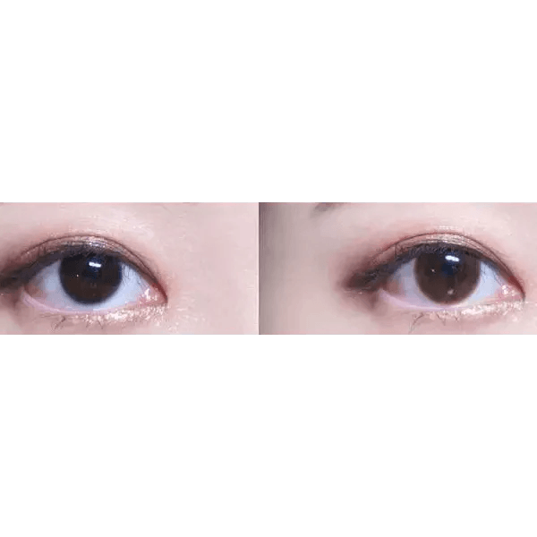 LensVery Rich Ann Latte Brown (6p) — both eyes wearing the contact lenses
