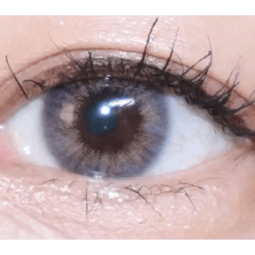 LensVery Rich Ann Natural Gray (6p) — single-eye close-up showing the contact lens appearance
