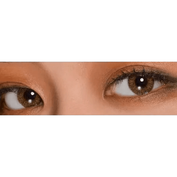 LensVery Rich Ann Shine Brown (6p) — both eyes wearing the contact lenses